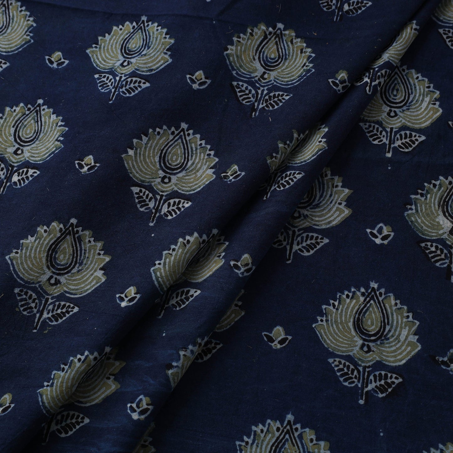 Blue Natural Dyed Block Print Cotton Ajrakh Fabric