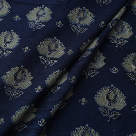 Blue Natural Dyed Block Print Cotton Ajrakh Fabric
