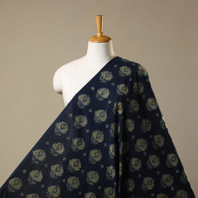 Blue Natural Dyed Block Print Cotton Ajrakh Fabric