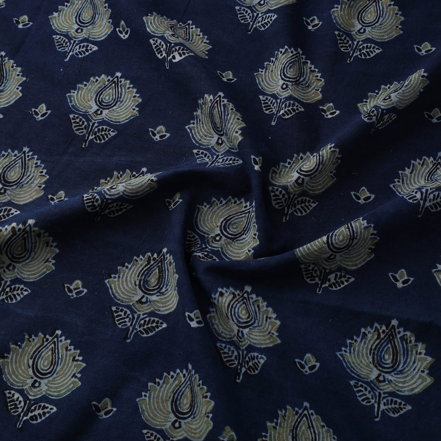 Blue Natural Dyed Block Print Cotton Ajrakh Fabric