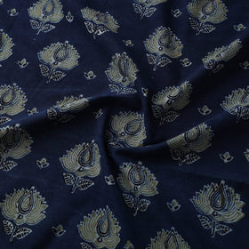 Blue Natural Dyed Block Print Cotton Ajrakh Fabric