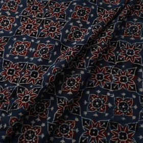 Blue Natural Dyed Block Print Cotton Ajrakh Fabric