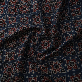Blue Natural Dyed Block Print Cotton Ajrakh Fabric