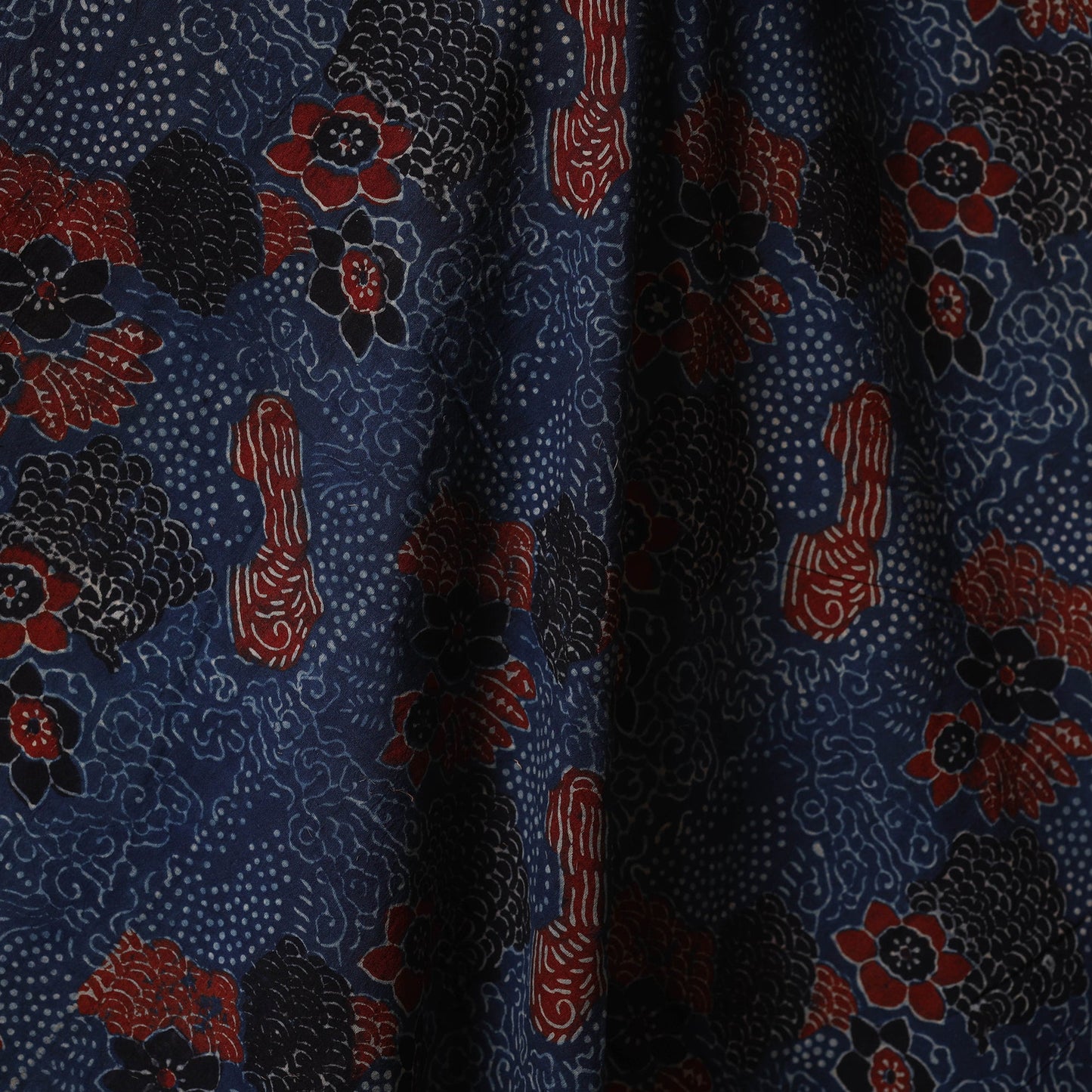 Blue - natural dyed cotton fabric 63 - handcrafted