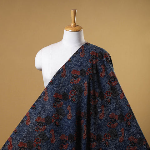 Blue - natural dyed cotton fabric 63 - handcrafted