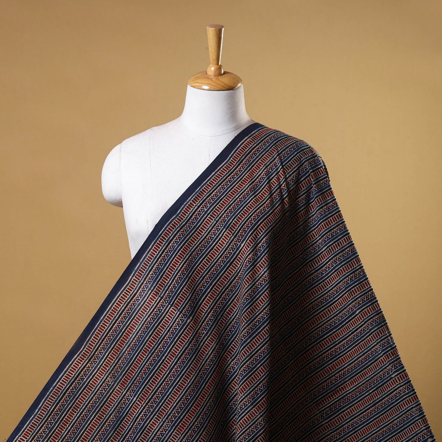 Blue - natural dyed cotton fabric 78 - handcrafted