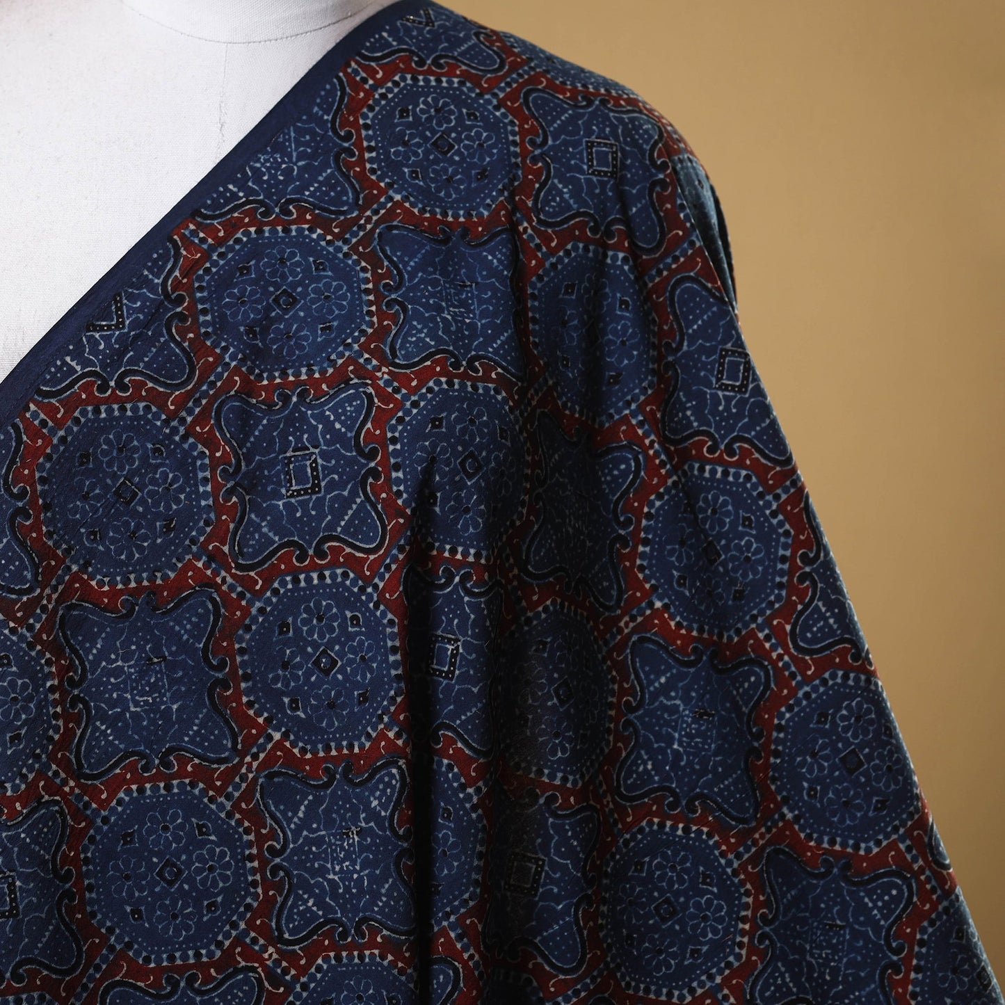 Blue - natural dyed cotton fabric 86 - handcrafted