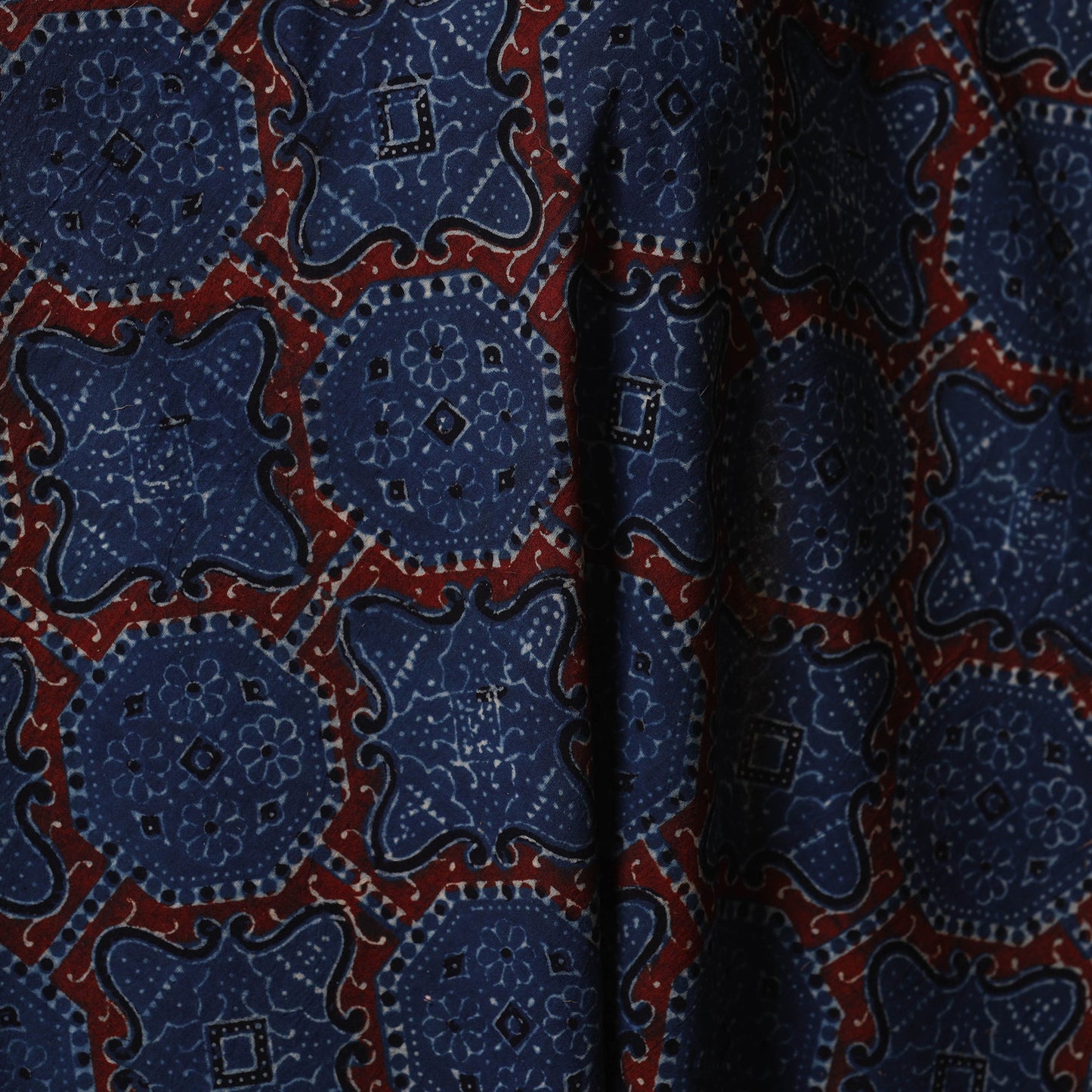 Blue - natural dyed cotton fabric 86 - handcrafted