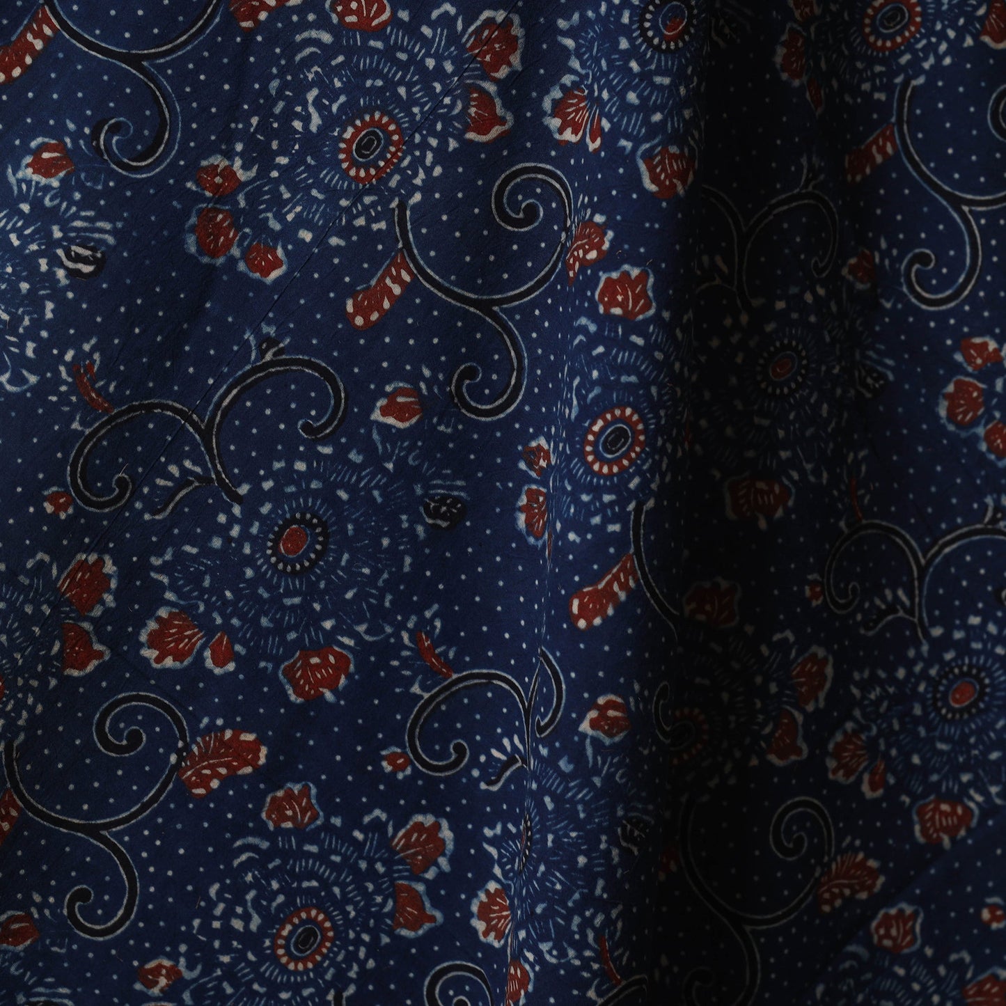 Blue - natural dyed cotton fabric 88 - handcrafted