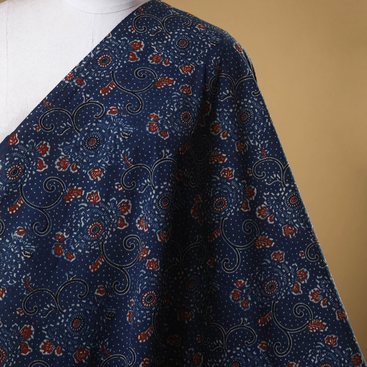 Blue - natural dyed cotton fabric 88 - handcrafted