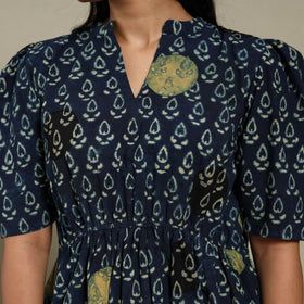 Blue - natural dyed cotton fit & flare dress 01