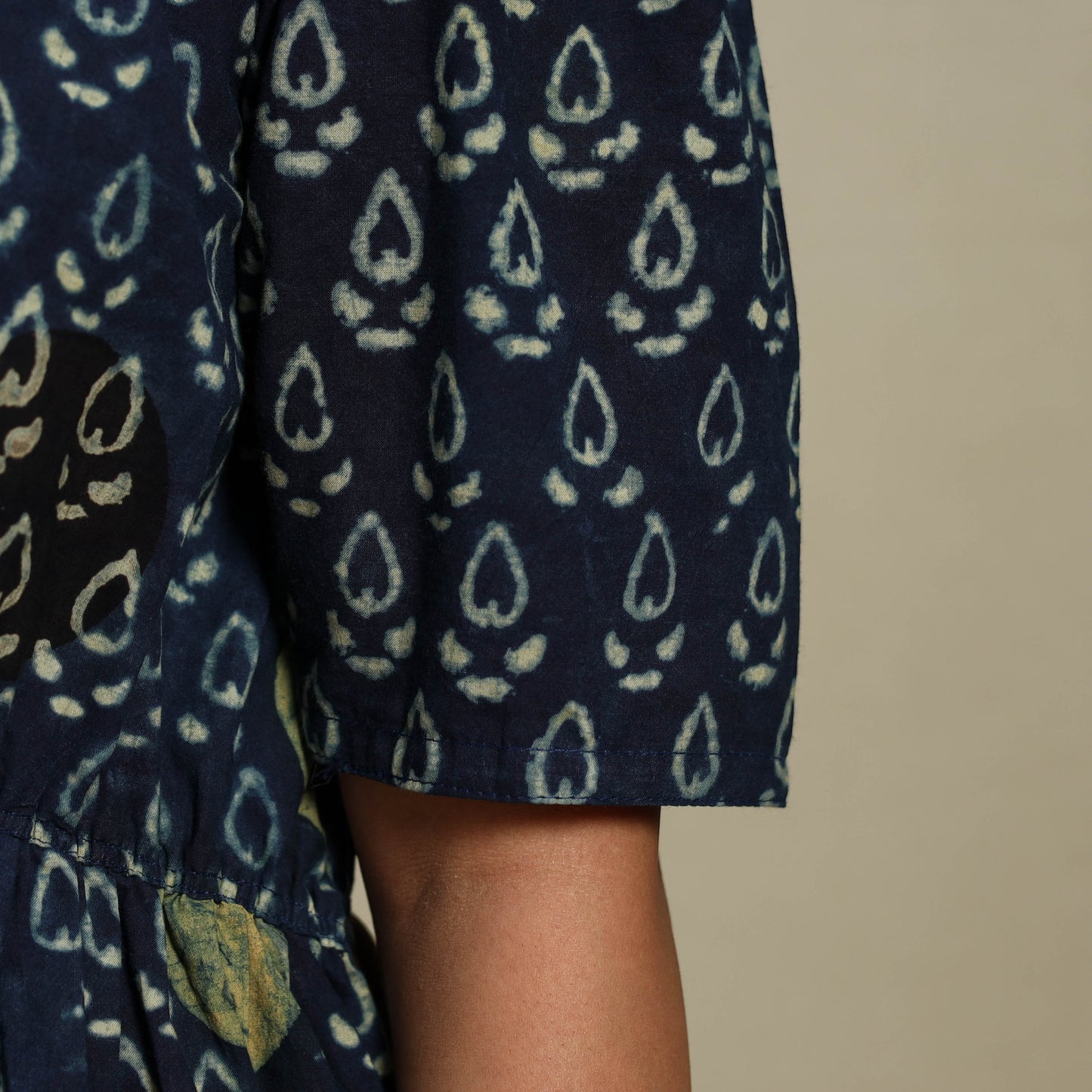 Blue - natural dyed cotton fit & flare dress 01