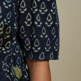 Blue - natural dyed cotton fit & flare dress 01