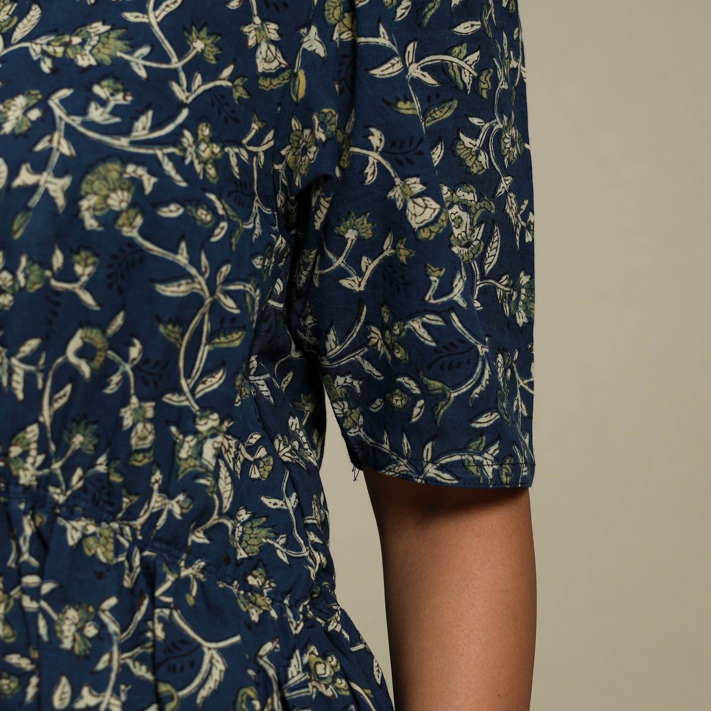 Blue - natural dyed cotton fit & flare dress 04