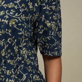 Blue - natural dyed cotton fit & flare dress 04