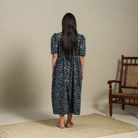 Blue - natural dyed cotton fit & flare dress 04