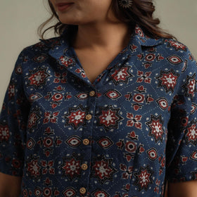 Natural dyed cotton flared dress 09 - handcrafted