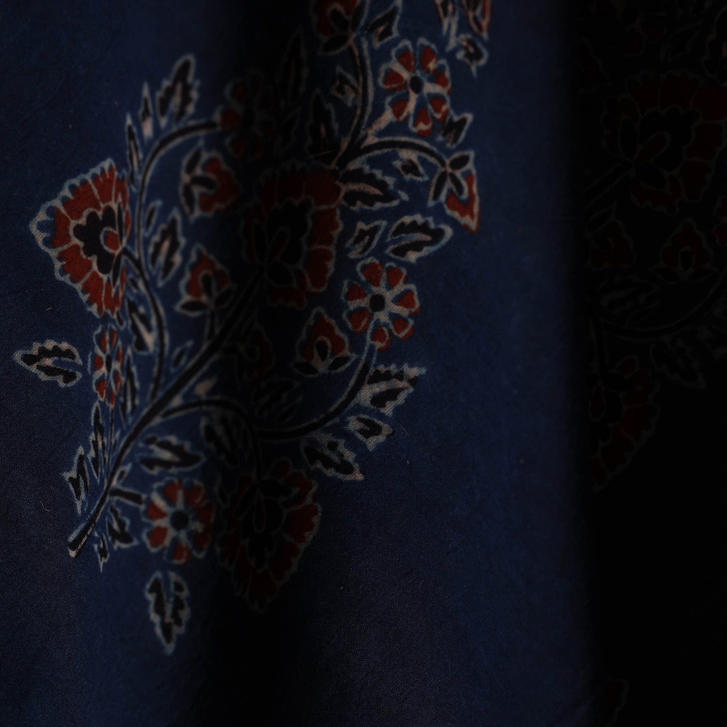 Blue - natural dyed cotton hand fabric 31 - handcrafted