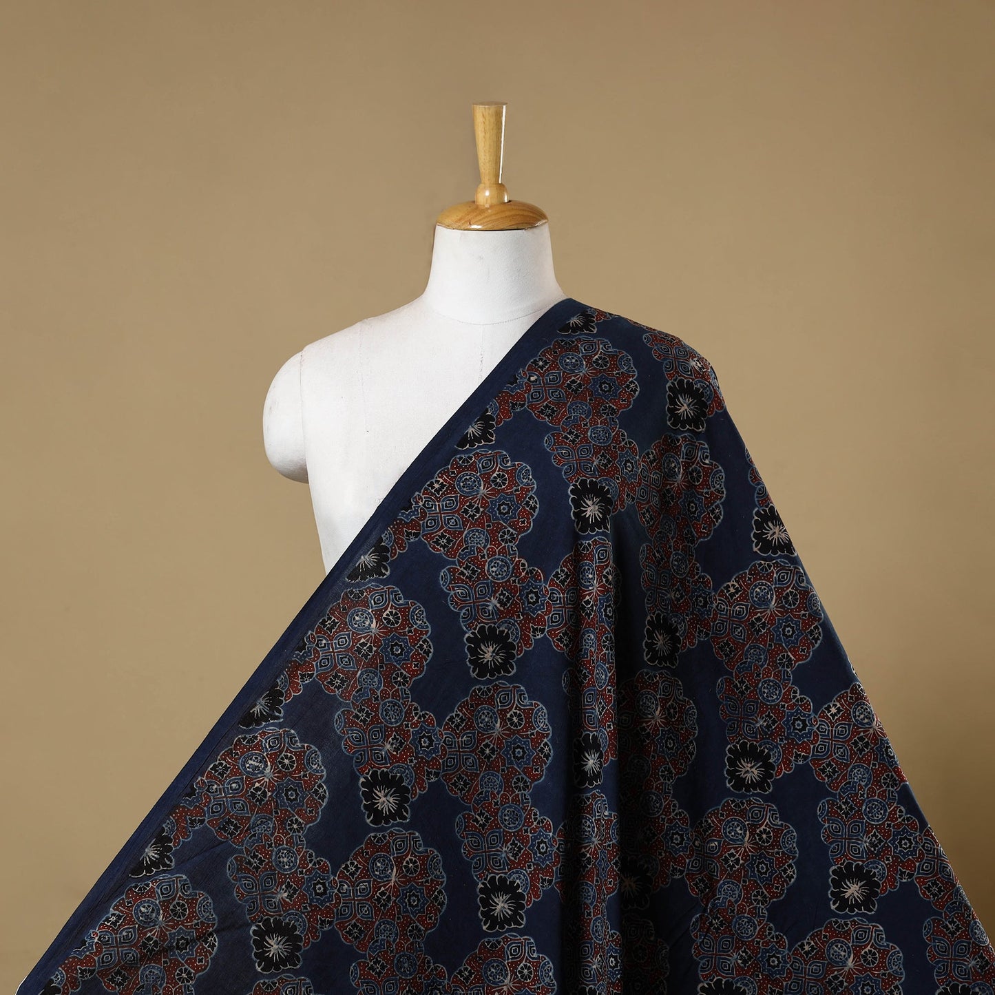 Blue - natural dyed cotton hand fabric 34 - handcrafted