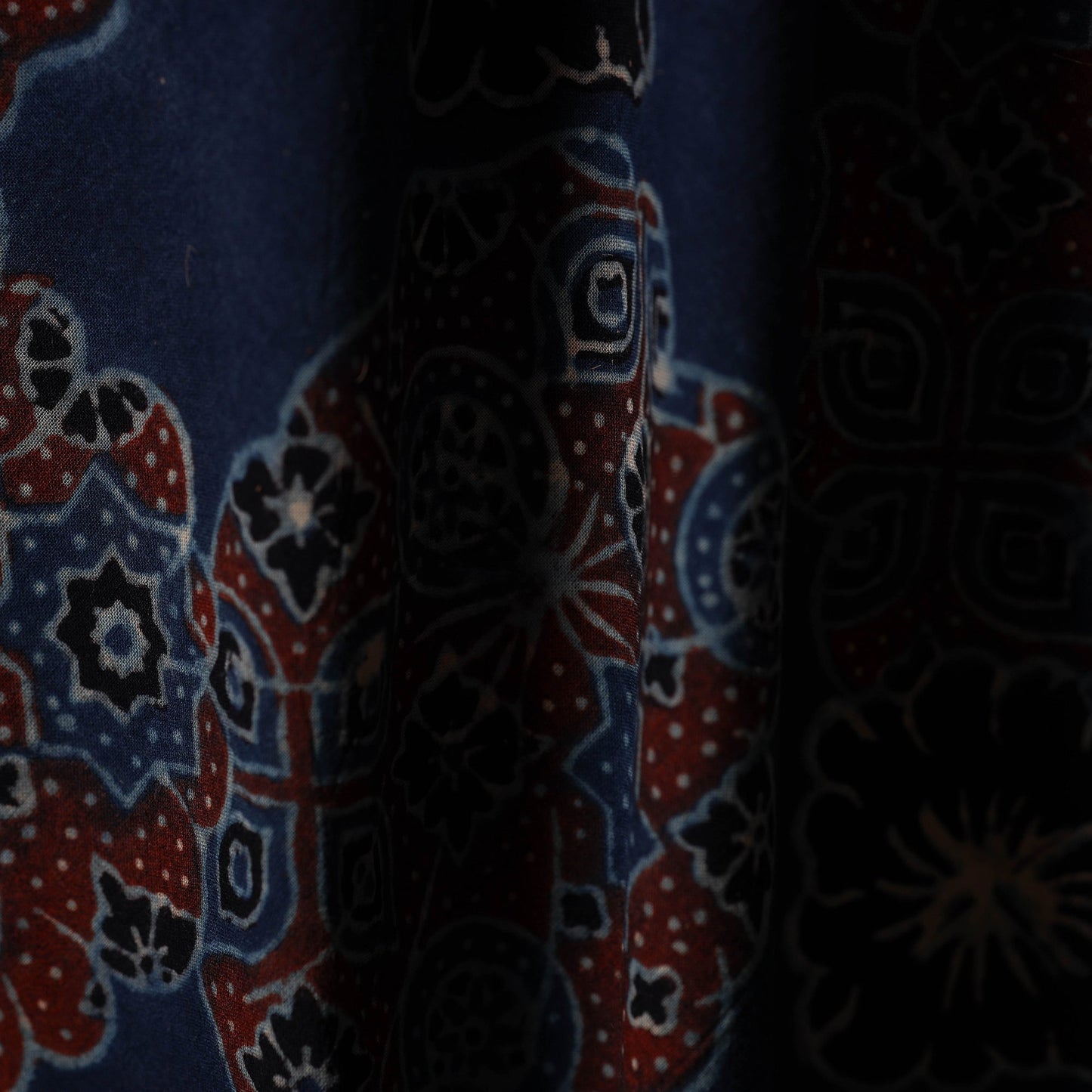 Blue - natural dyed cotton hand fabric 34 - handcrafted