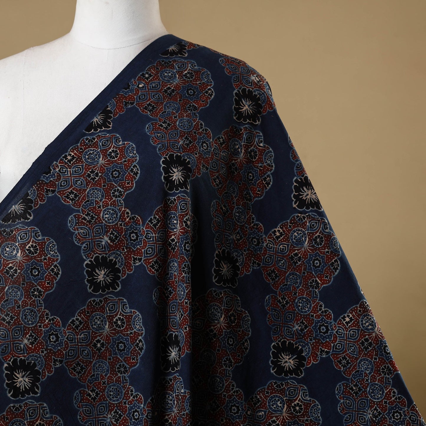 Blue - natural dyed cotton hand fabric 34 - handcrafted