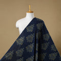 Blue - natural dyed cotton hand fabric 37 - handcrafted