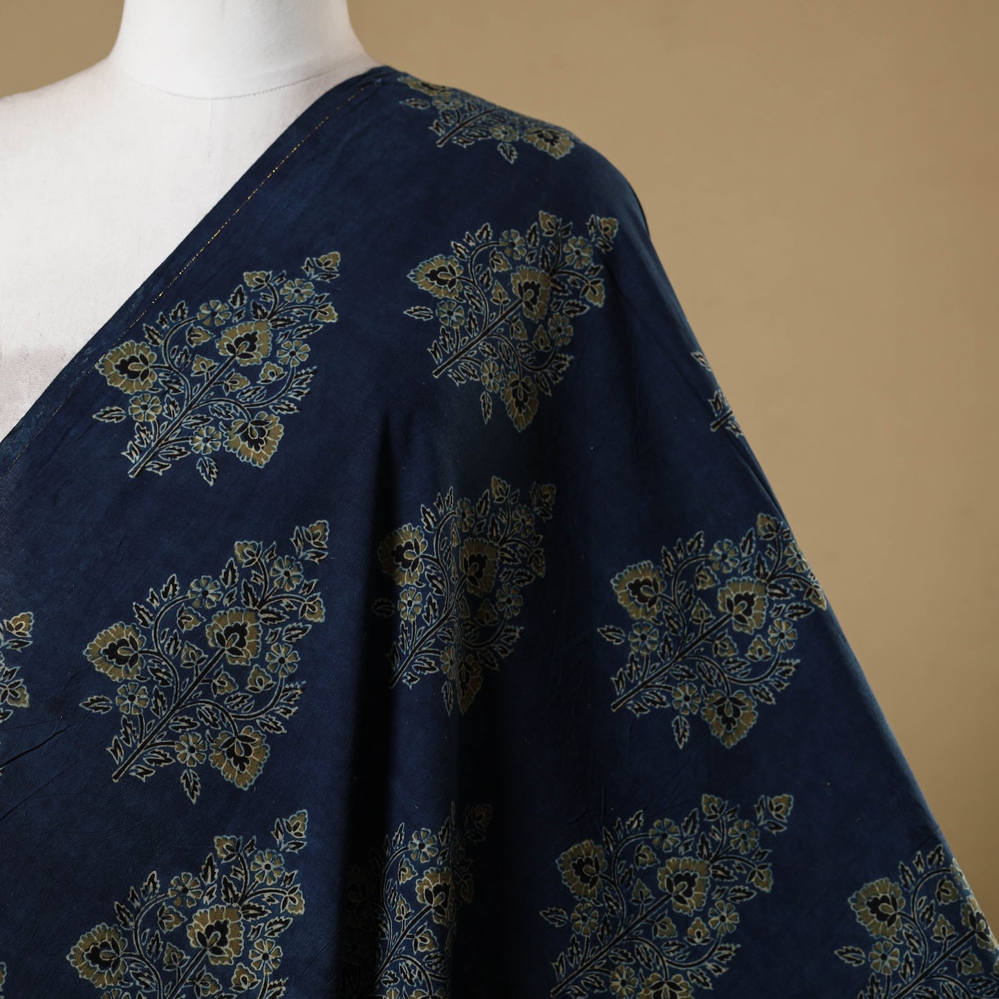 Blue - natural dyed cotton hand fabric 37 - handcrafted