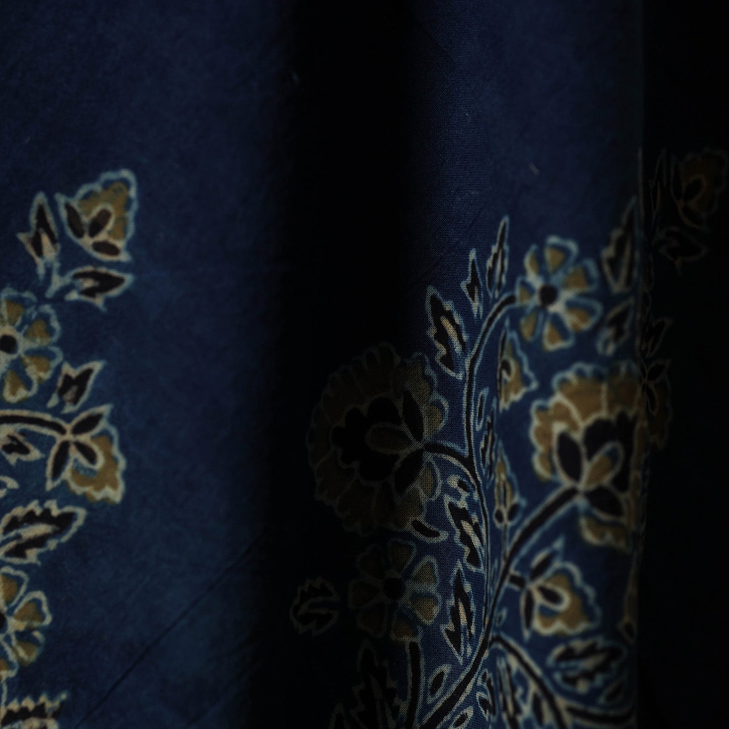 Blue - natural dyed cotton hand fabric 37 - handcrafted