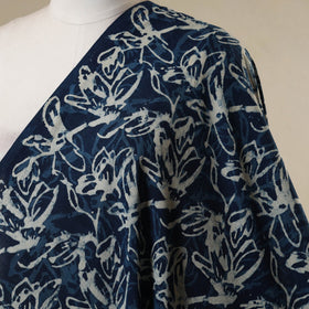 Blue - natural dyed cotton indigo bagru fabric 01