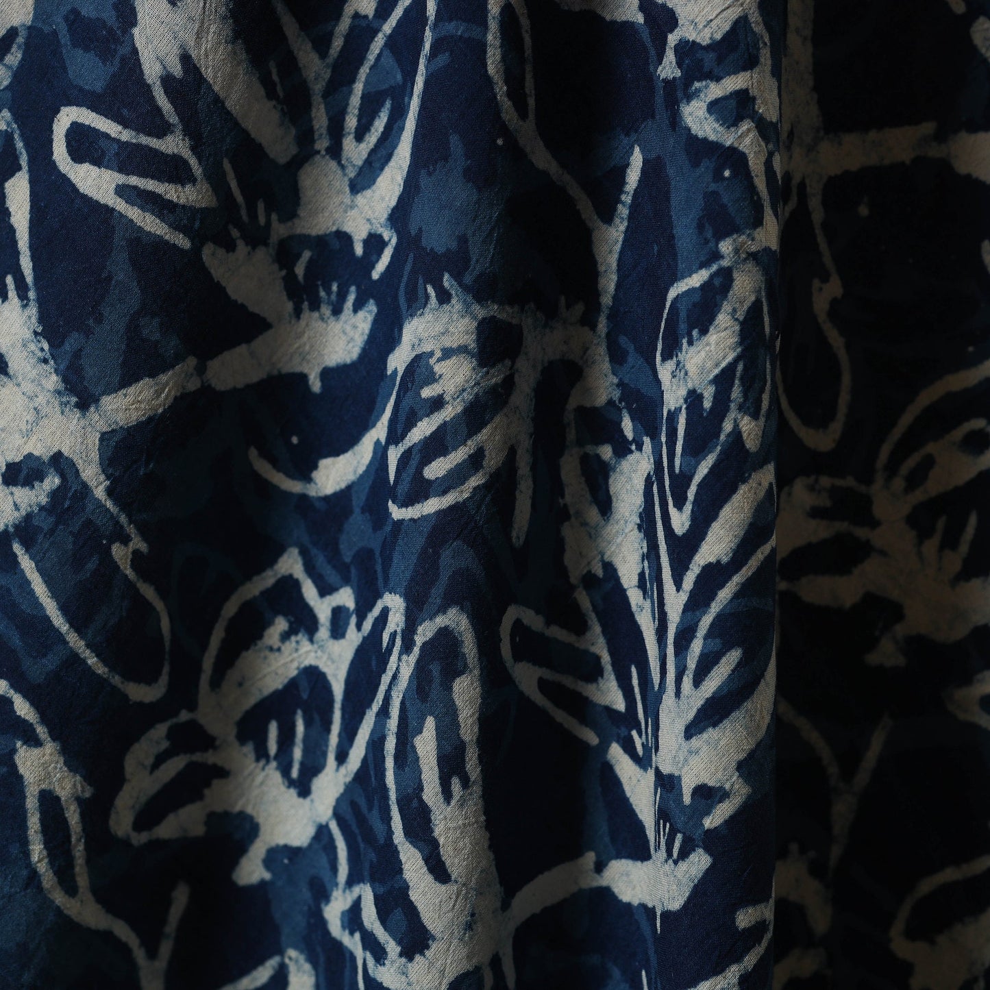 Blue - natural dyed cotton indigo bagru fabric 01