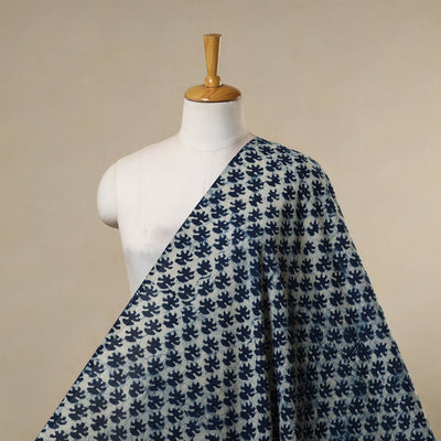 Blue - natural dyed cotton indigo bagru fabric 02