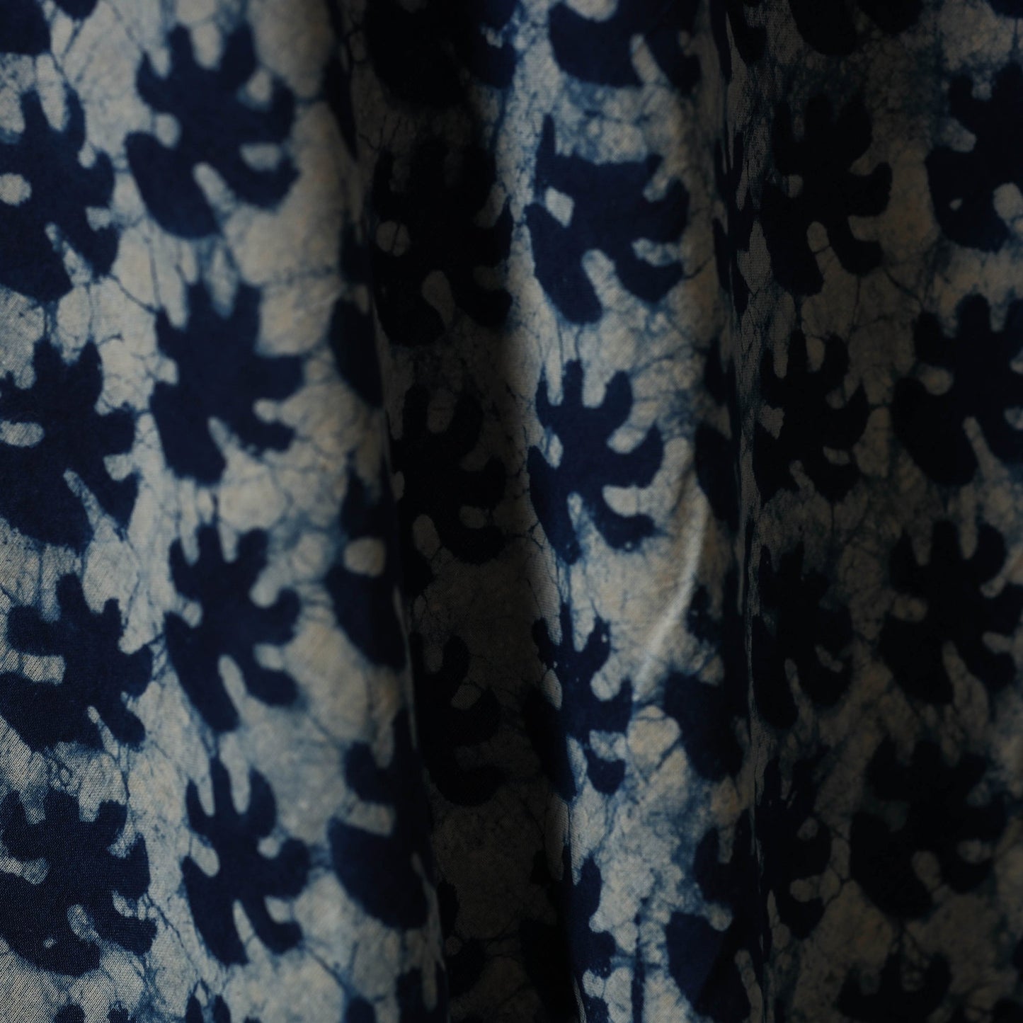 Blue - natural dyed cotton indigo bagru fabric 02