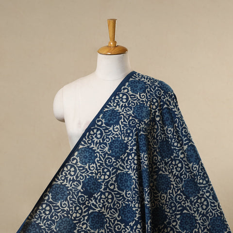 Blue - natural dyed cotton indigo bagru fabric 04
