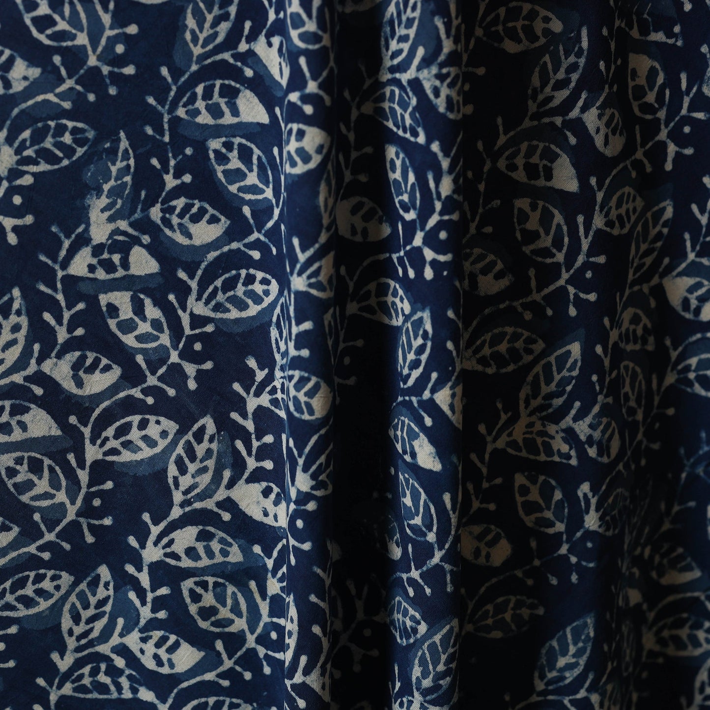 Blue - natural dyed cotton indigo bagru fabric 05