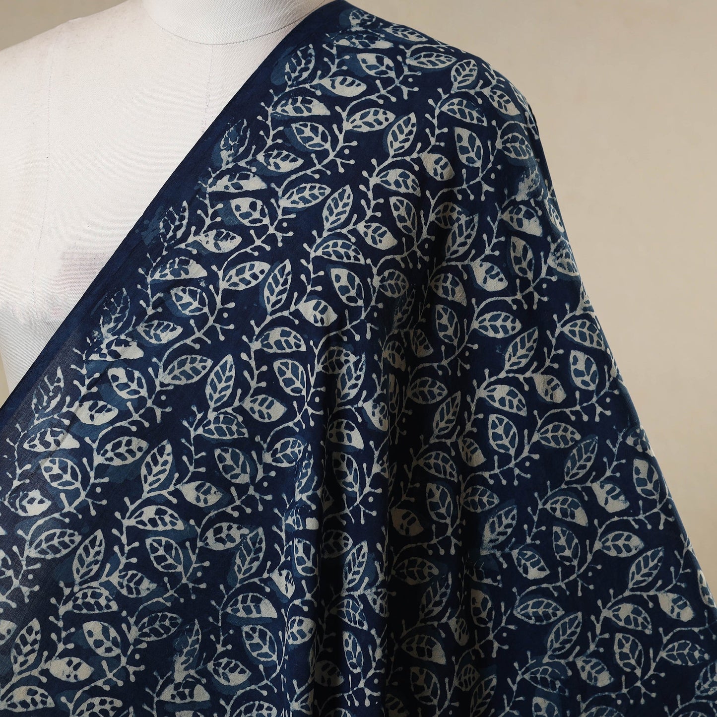 Blue - natural dyed cotton indigo bagru fabric 05