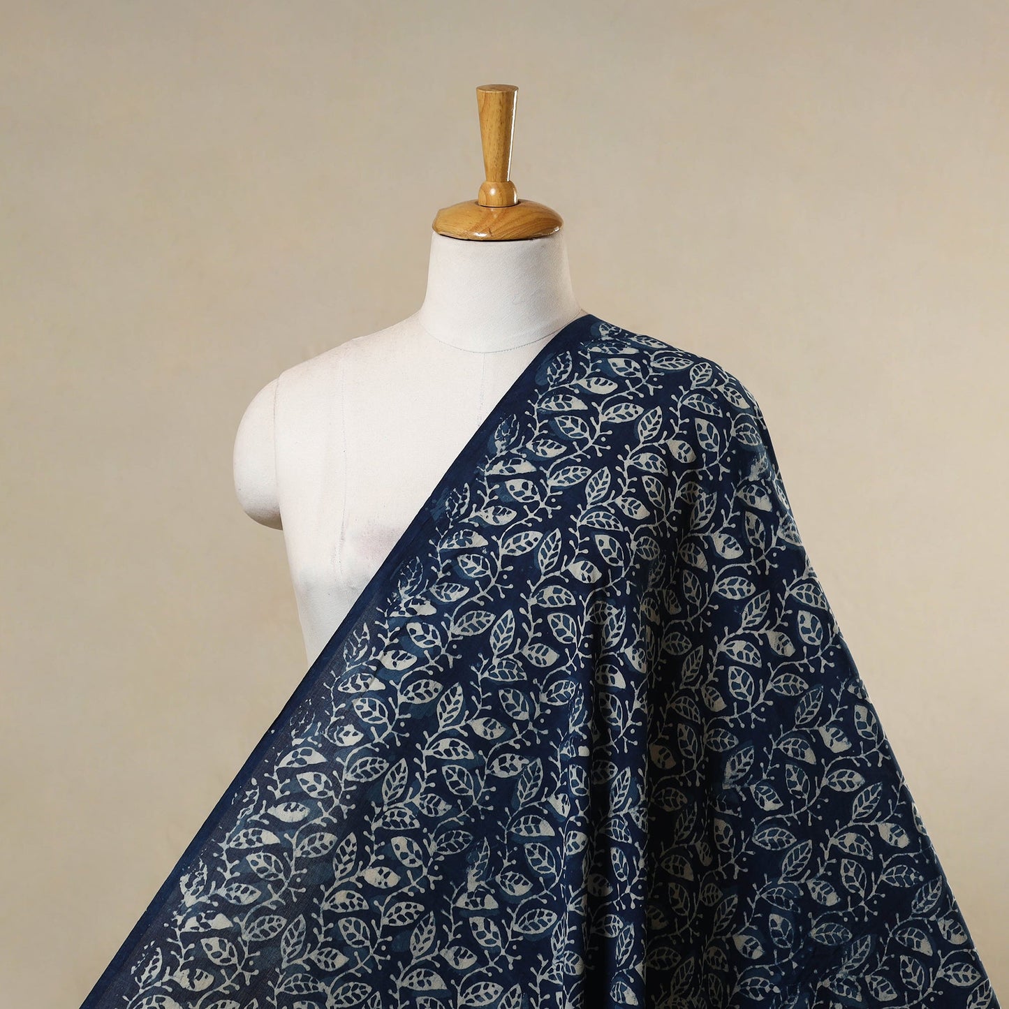 Blue - natural dyed cotton indigo bagru fabric 05