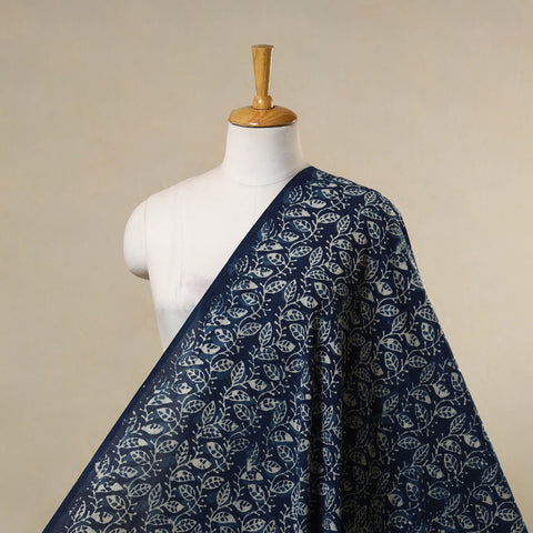 Blue - natural dyed cotton indigo bagru fabric 05
