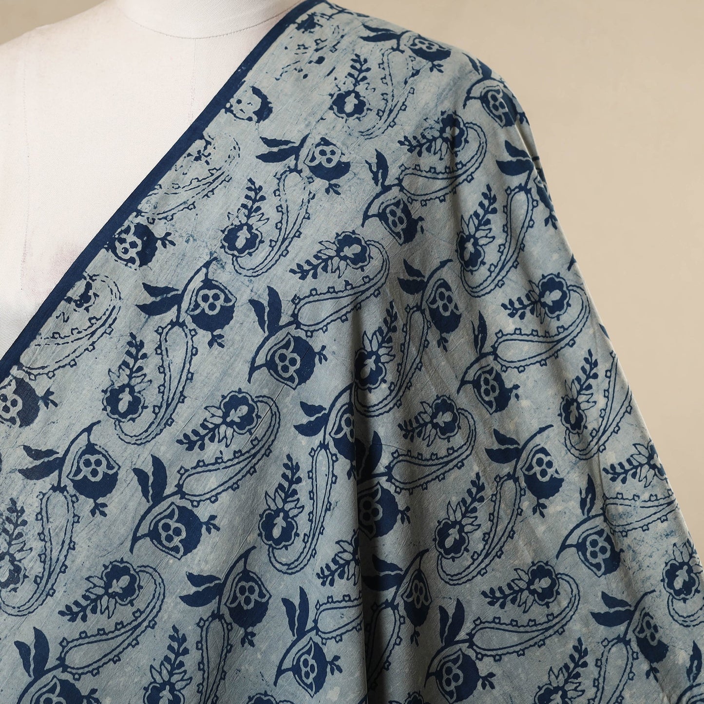 Blue - natural dyed cotton indigo bagru fabric 06