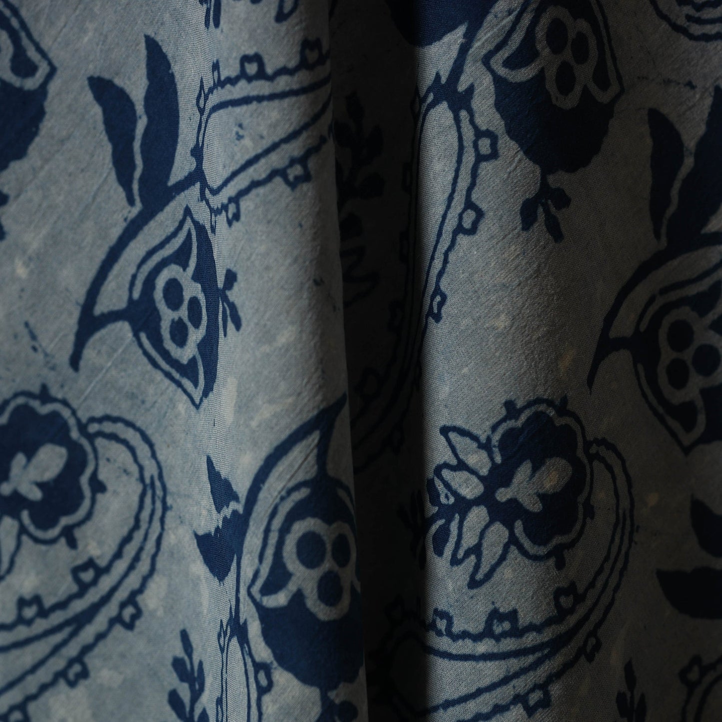 Blue - natural dyed cotton indigo bagru fabric 06