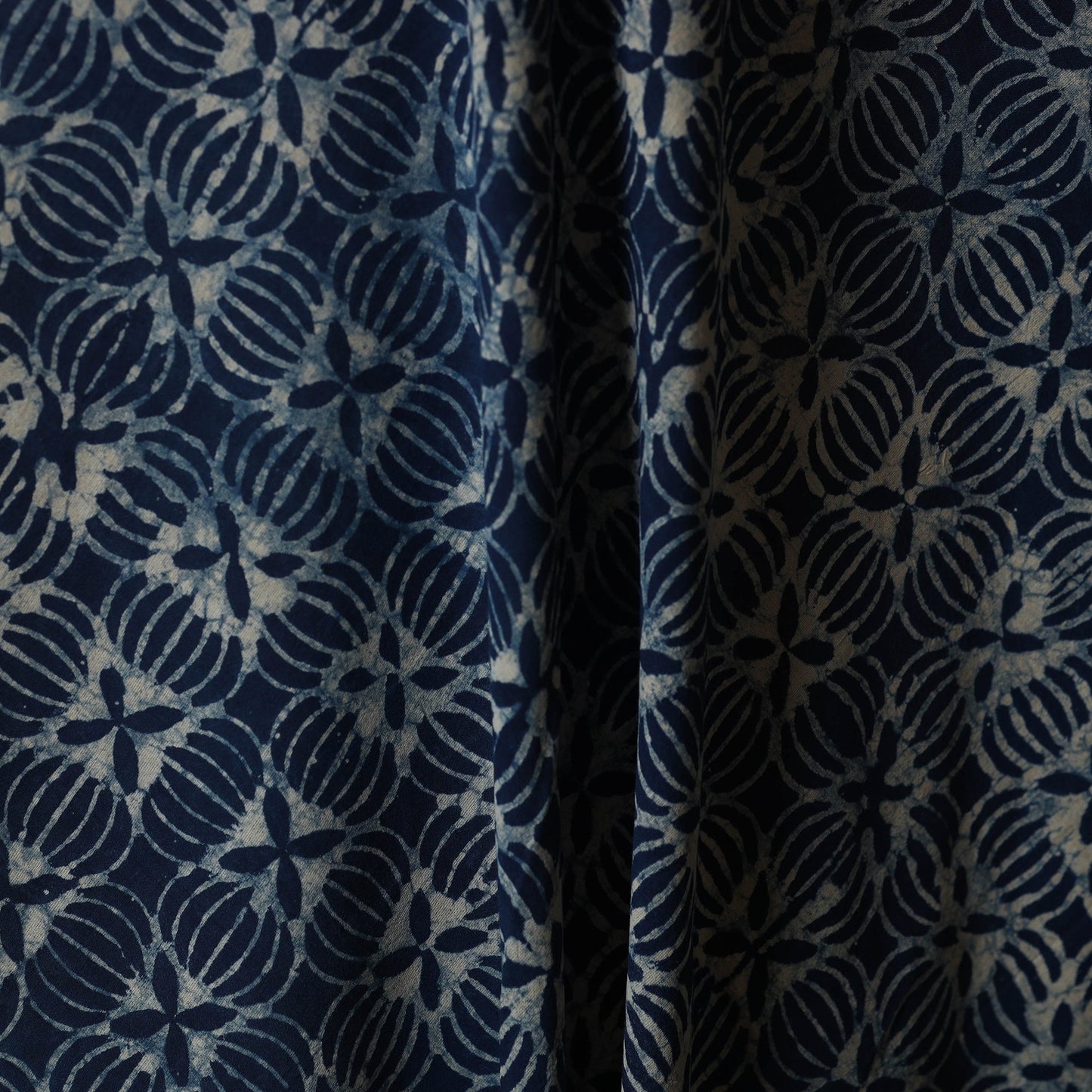 Blue - natural dyed cotton indigo bagru fabric 07