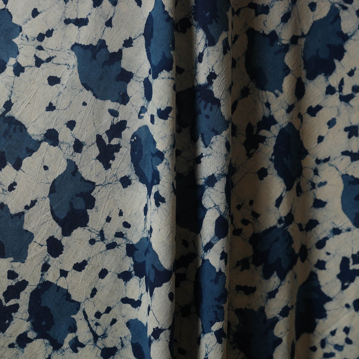 Blue - natural dyed cotton indigo bagru fabric 08