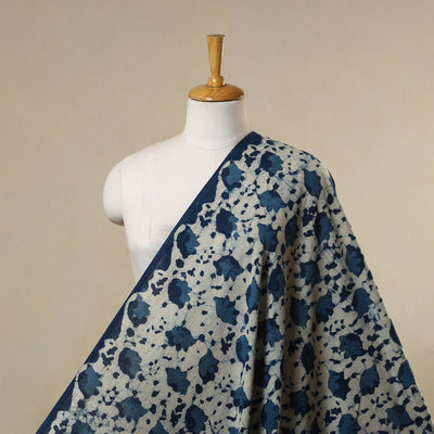 Blue - natural dyed cotton indigo bagru fabric 08