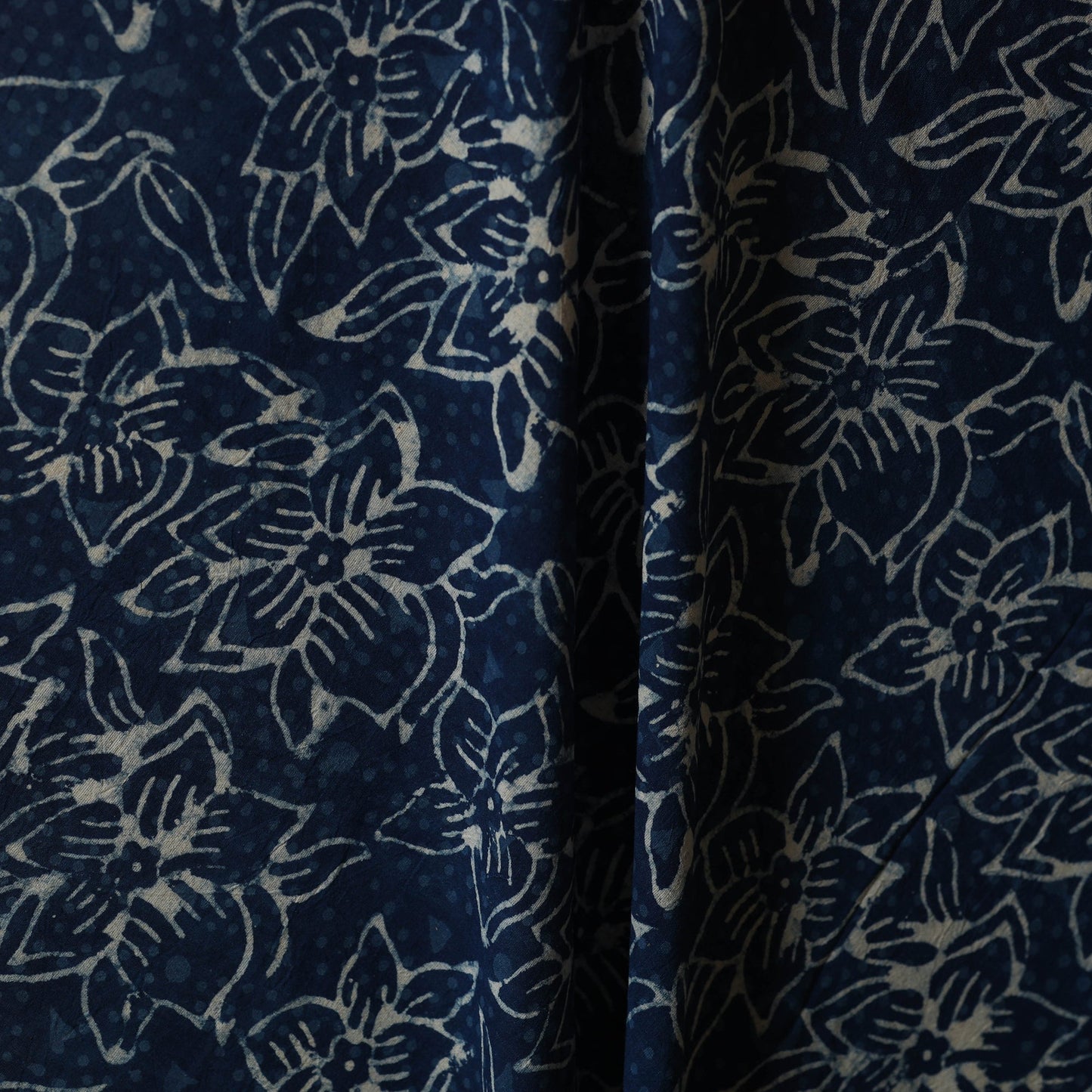 Blue - natural dyed cotton indigo bagru fabric 09