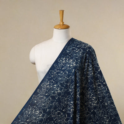 Blue - natural dyed cotton indigo bagru fabric 09