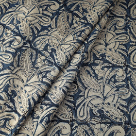  Blue Natural Dyed Block Print Cotton Kalamkari Fabric