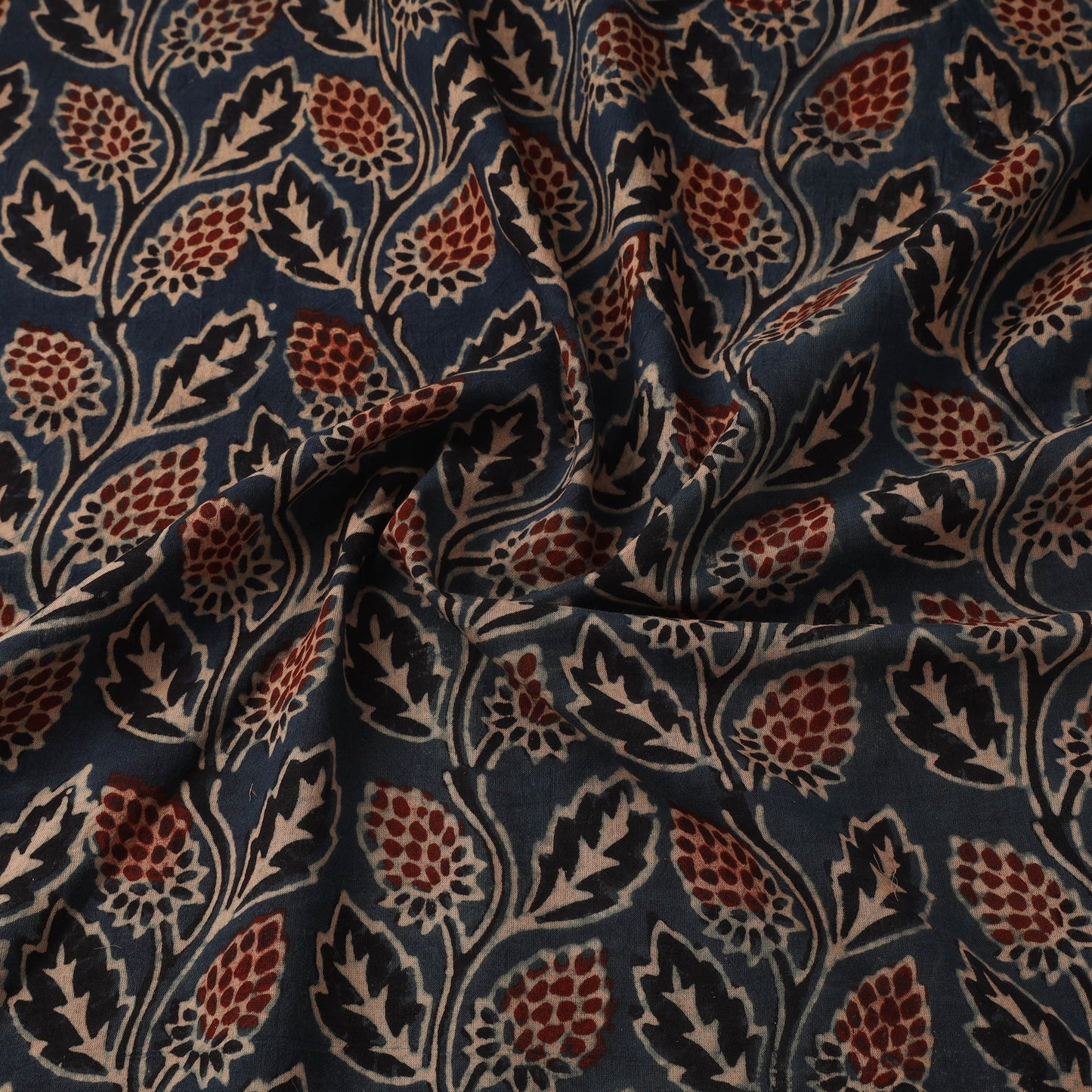Natural dyed cotton kutch hand block ajrakh print fabric 01
