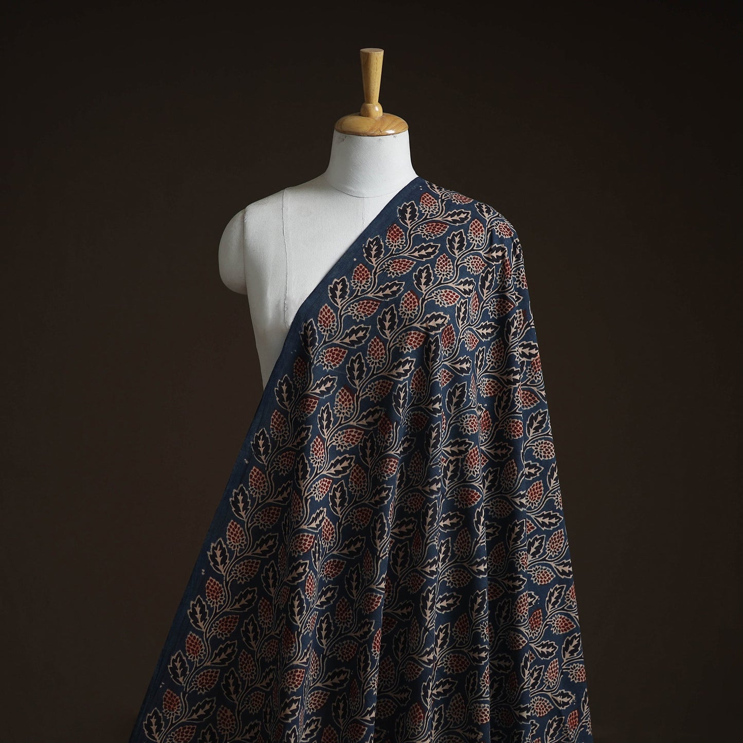 Natural dyed cotton kutch hand block ajrakh print fabric 01