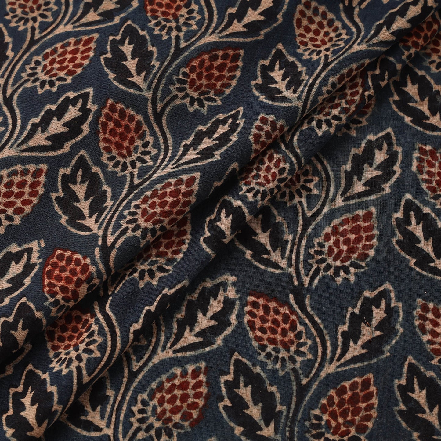 Natural dyed cotton kutch hand block ajrakh print fabric 01