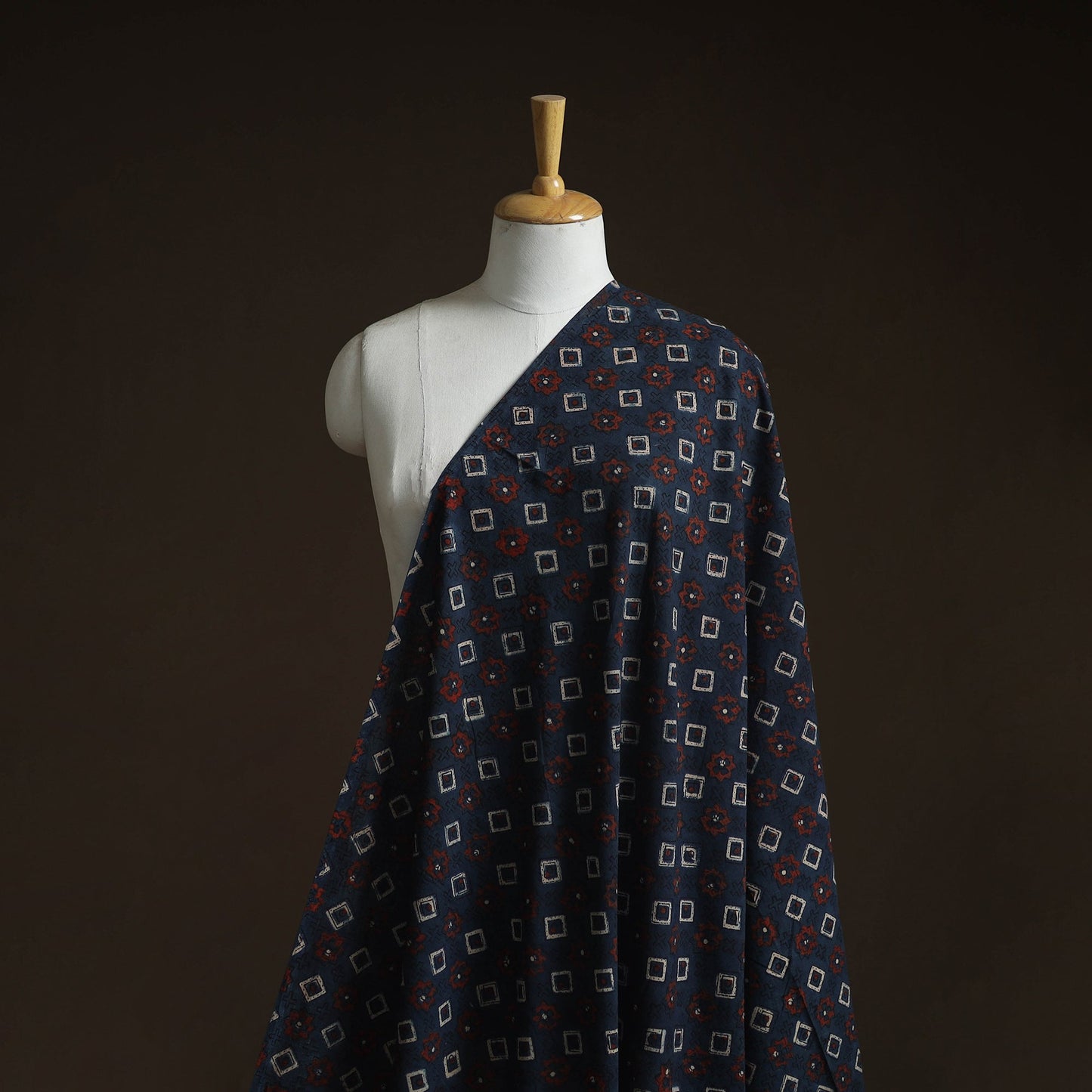 Natural dyed cotton kutch hand block ajrakh print fabric 53