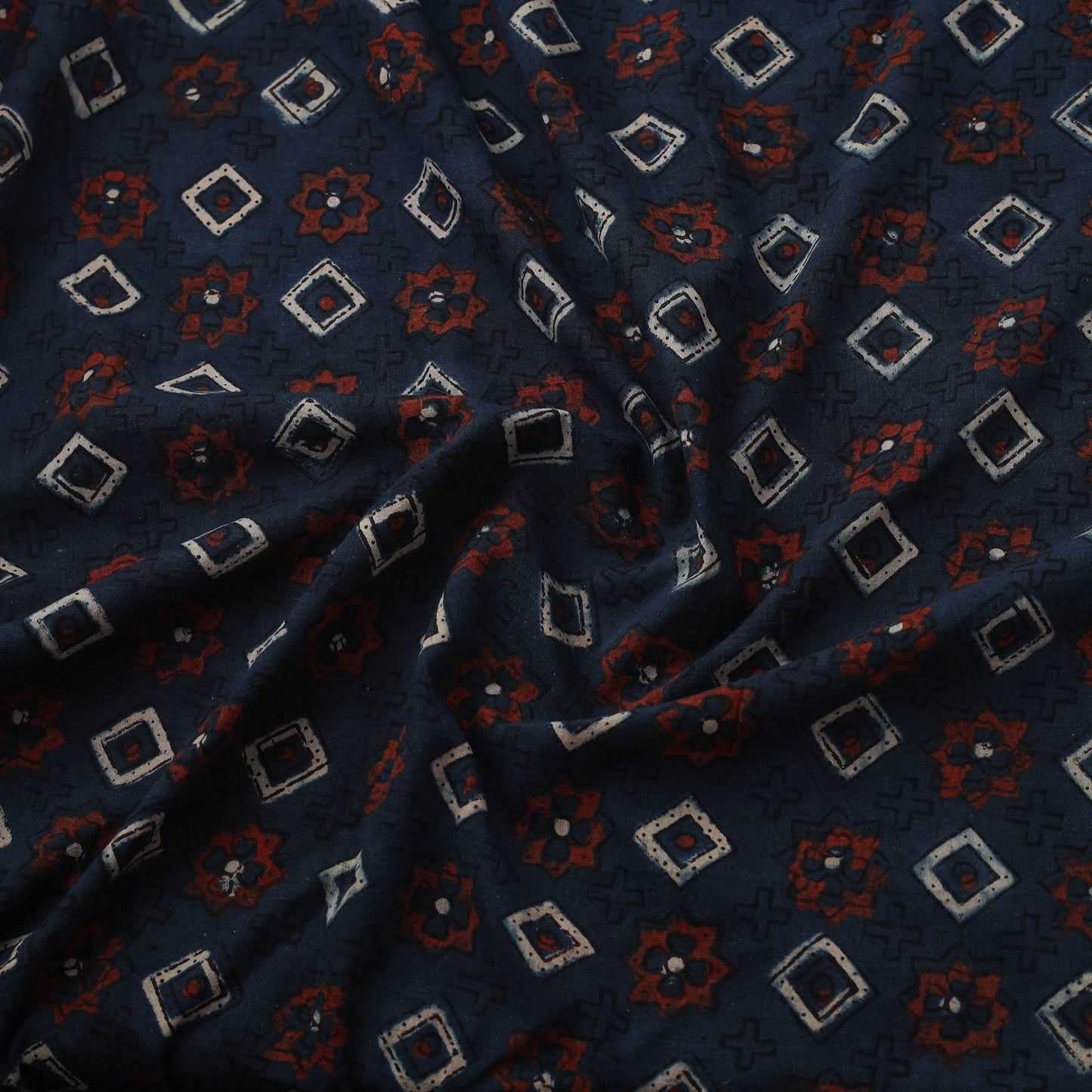 Natural dyed cotton kutch hand block ajrakh print fabric 53